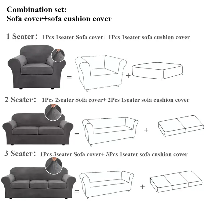Housse de canapé en velours extensible Chesterfield housses