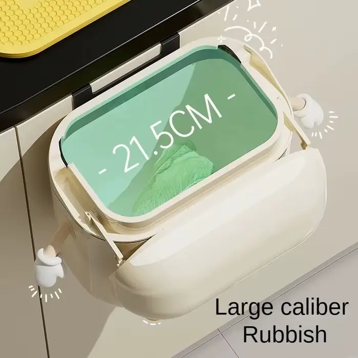 Poubelle murale DIY 9L/12L couleur crème avec couvercle pour déchets alimentaires et salle de bain – Sans se pencher