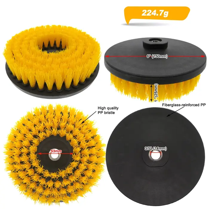 Brosse de nettoyage électrique creuse de 6 pouces, pour tapis, verre, pneus de voiture, carrelage de