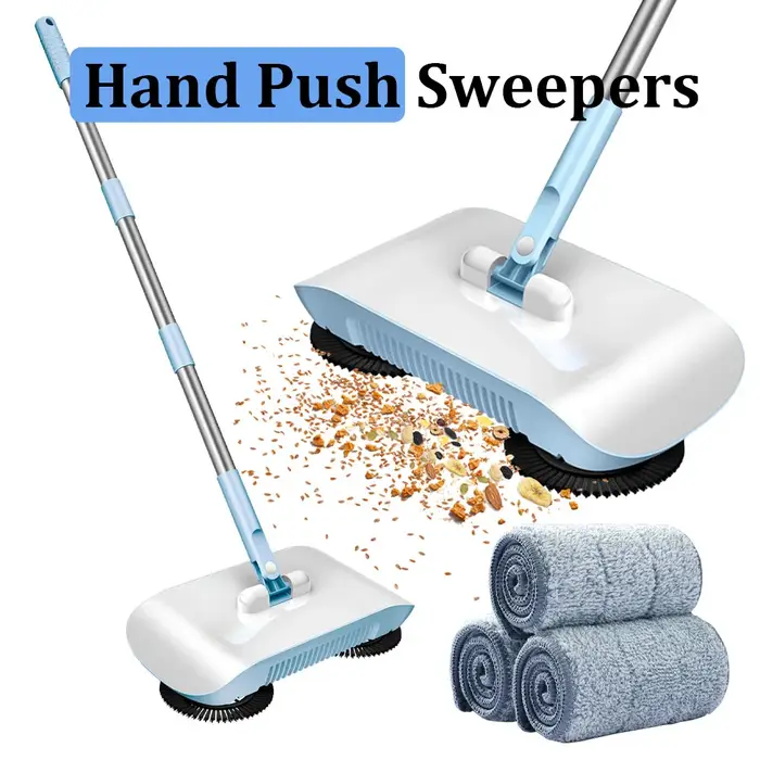Nouvel aspirateur sans fil 2-en-1 pour balayer et nettoyer, balai manuel de 40 pouces avec 3 serpillères pour le nettoyage domestique