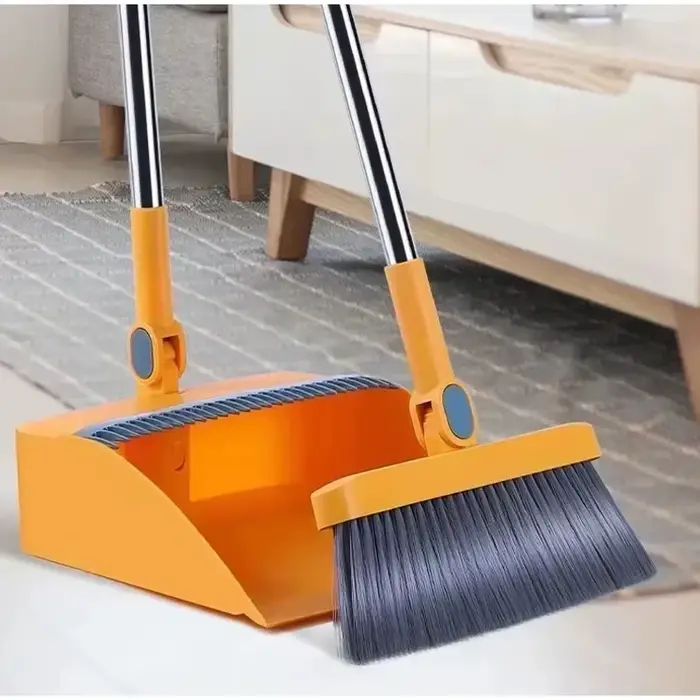 Nouvel ensemble balayette et pelle à long manche rotatif - Outil de nettoyage efficace pour sols avec grattoir à dents flexibles