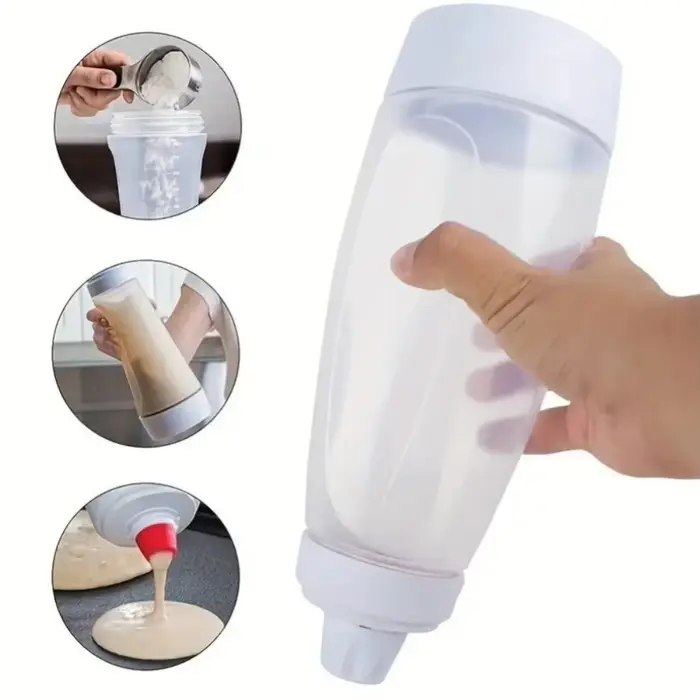 Bouteille mélangeuse de pâte manuelle 1000 ml avec échelle graduée