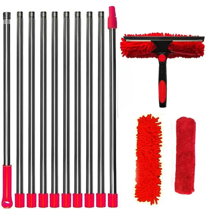 Kit de nettoyage de vitres étendu 100-420CM, 2 en 1, nettoyeur de raclette de verre Double face, vad