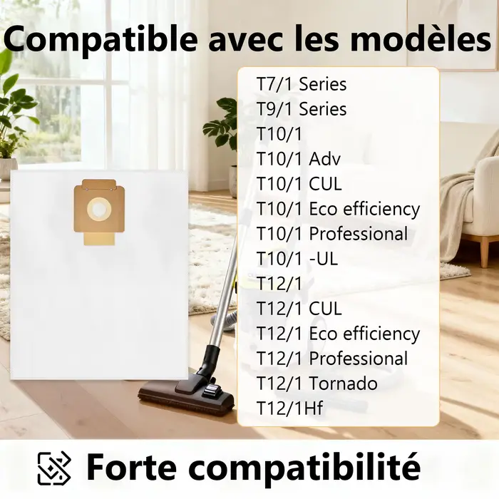Sacs à poussière pour aspirateur Karcher série T7/1 T9/1 T10/1 T12/1