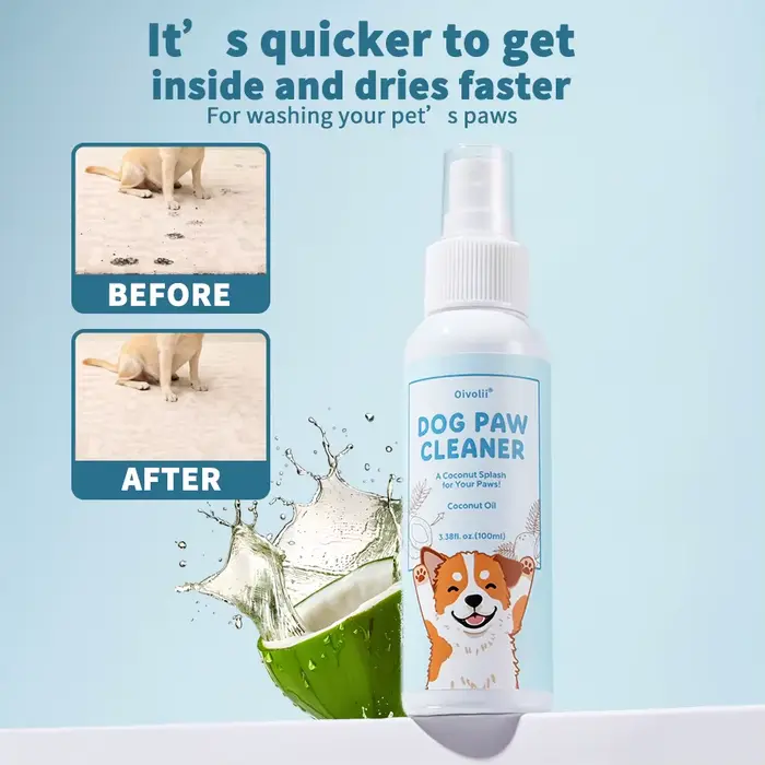 Nettoyant Moussant pour Pattes d'Animaux 100ml Sans Eau Sans Rinçage Chiens Chats Brosse en Silicone