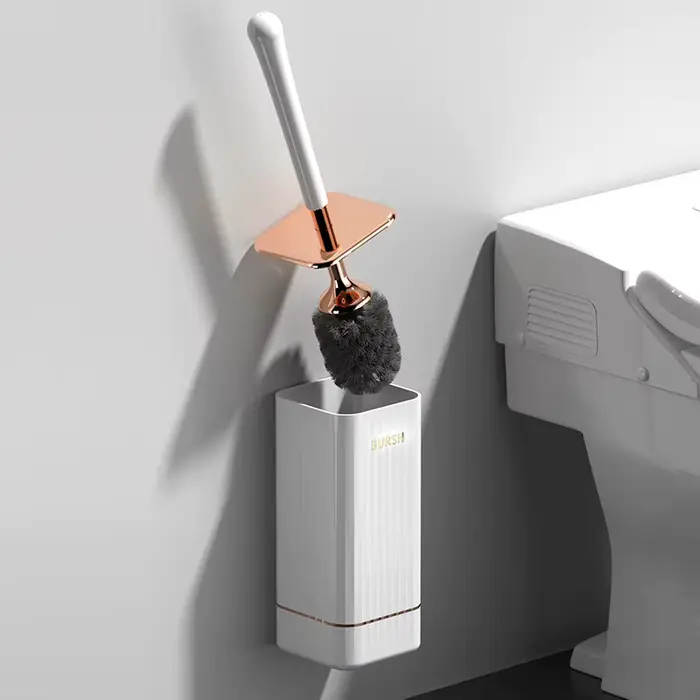 Brosse de toilette en silicone à poils souples TPR, étanche, sans angle mort, à fixation murale, ave