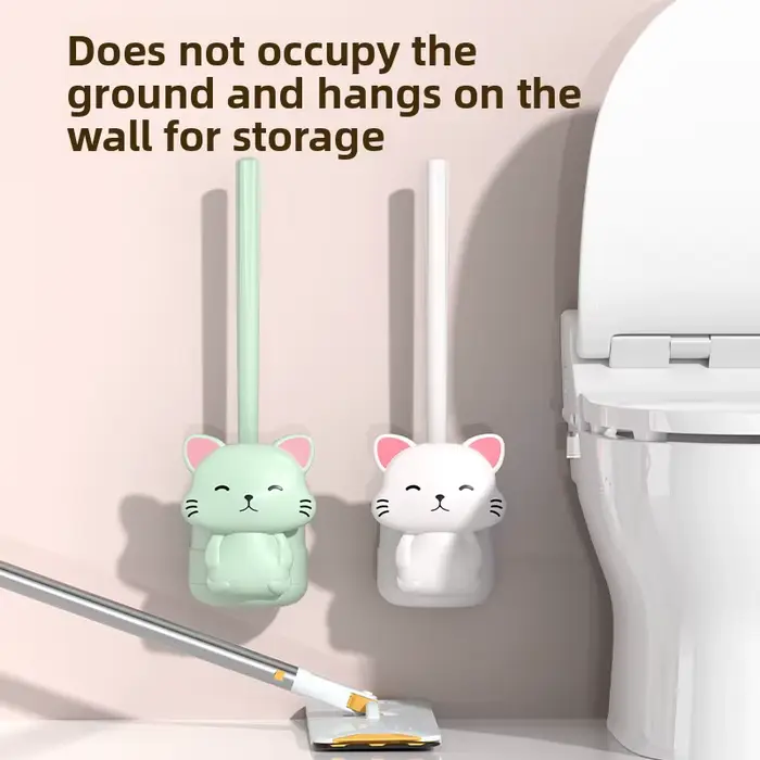 Ensemble de brosses de toilette murales en forme de chat mignon