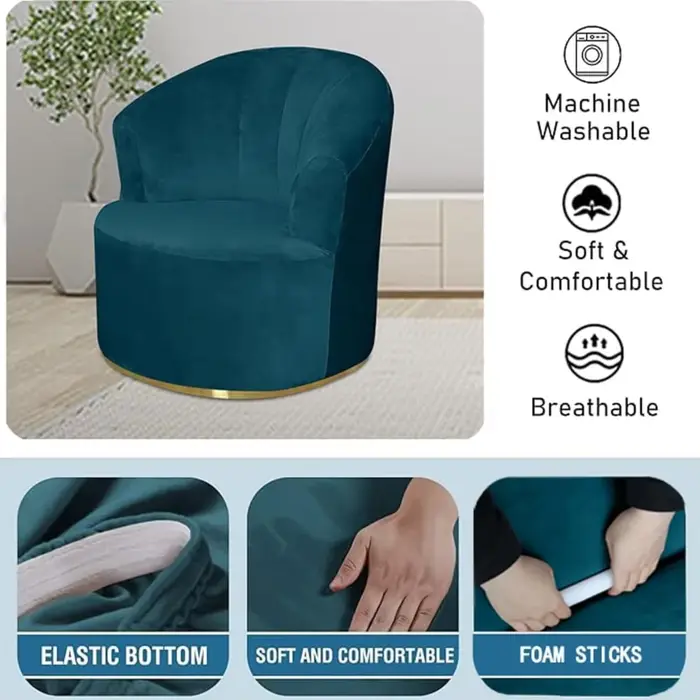 Juste de fauteuil à baril en velours rond