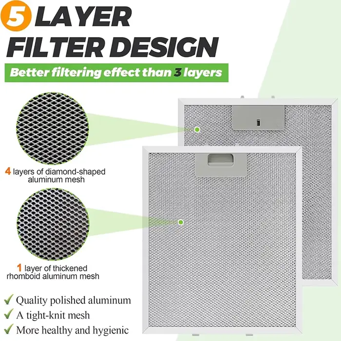 Lot de 3 filtres en maille métallique pour hotte de cuisine 320x260mm