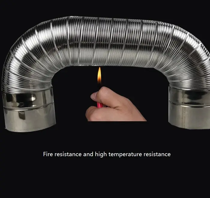 Tuyau Semi-flexible en aluminium de 70mm 1m avec connecteur en acier inoxydable, Tube d'échappement de fumée pour chauffe-eau/conduit de Ventilation de salle de bains