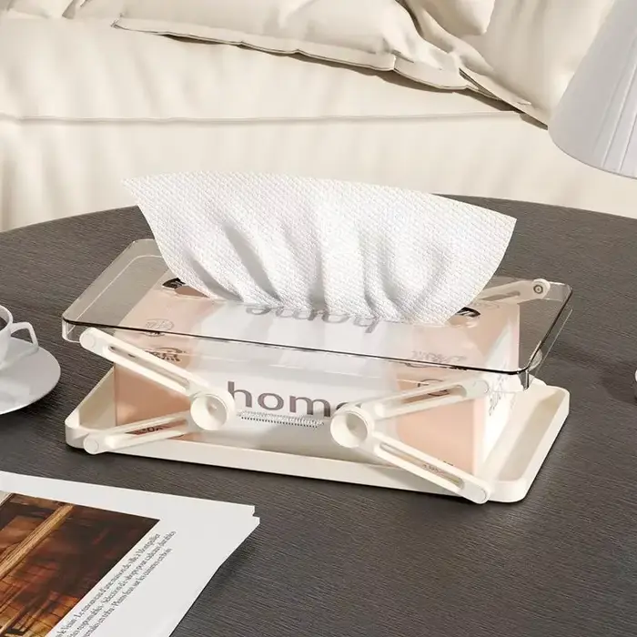 Accessoire domestique pratique : boîte à mouchoirs haute et à ressort pour un usage sur bureau