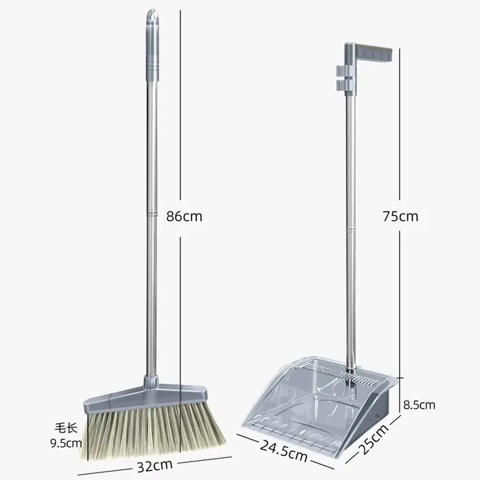 Kit de balai et pelle à poussière avec brosse à long manche pour la maison et la chambre