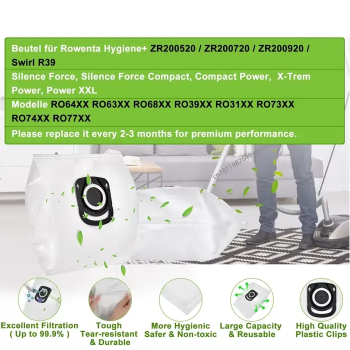 Remplacement du sac à poussière pour Rowenta Hygiene + ZR 200520 ZR 200540 ZR 200720 ZR 200920 (RO64xx RO63xx RO68xx