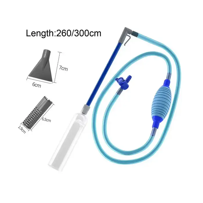 Aspirateur de piscine portatif, outil de nettoyage d'aquarium, valve réglable, détachable, sans fil, manuel, transparent, 2 buses