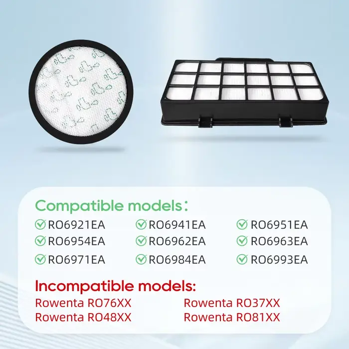 Filtre Hepa Compatible pour Rowenta x-trem Power RO6941EA RO6951EA RO6954EA RO6963EA RO6971EA RO6984EA RO6993EA RO6921EA