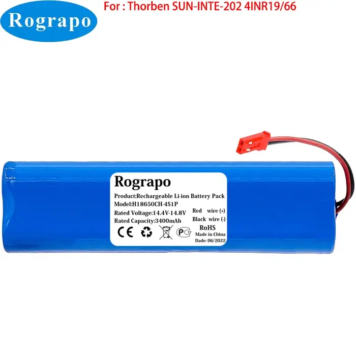 Nouveau 14.8V 3400mAh SUN-INTE-202 4INR19/66 pour batterie d'aspirateur Robot Thorben