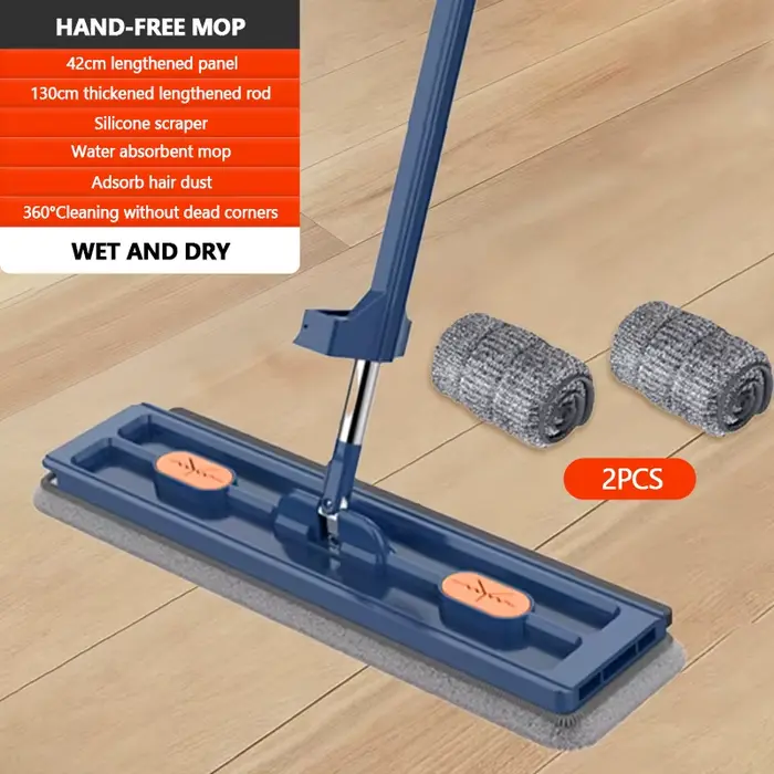 360 ° Vadrouille plate rotative, vadrouille coulissante autonome en microfibre, paresseuse, sans lav