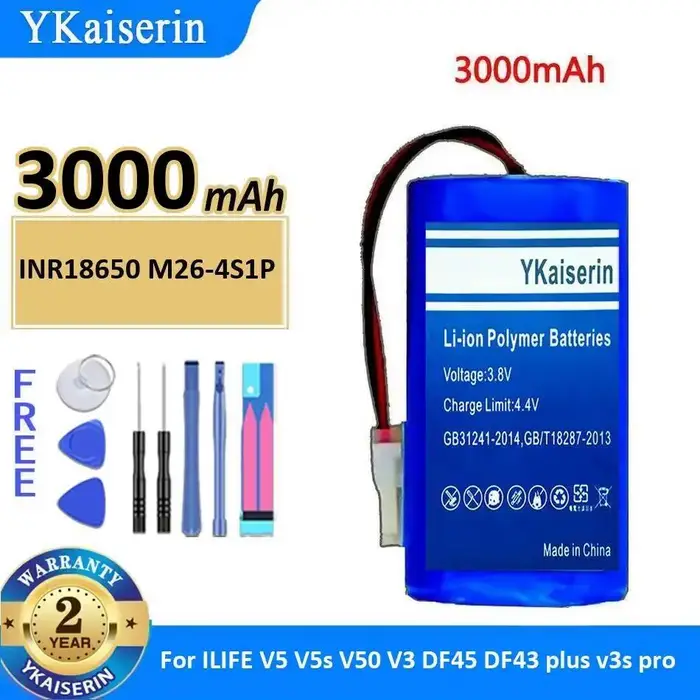 Batterie de robot aspirateur stable 3000mAh INR18650 M26-4S1P pour Ilife V5 V5s V50 V3 DF45 DF43 Plu
