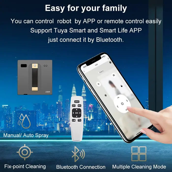 (code promo: HOT888)Robot nettoyeur de vitres ABIR WD8, double pulvérisation d'eau, mémoire intellig