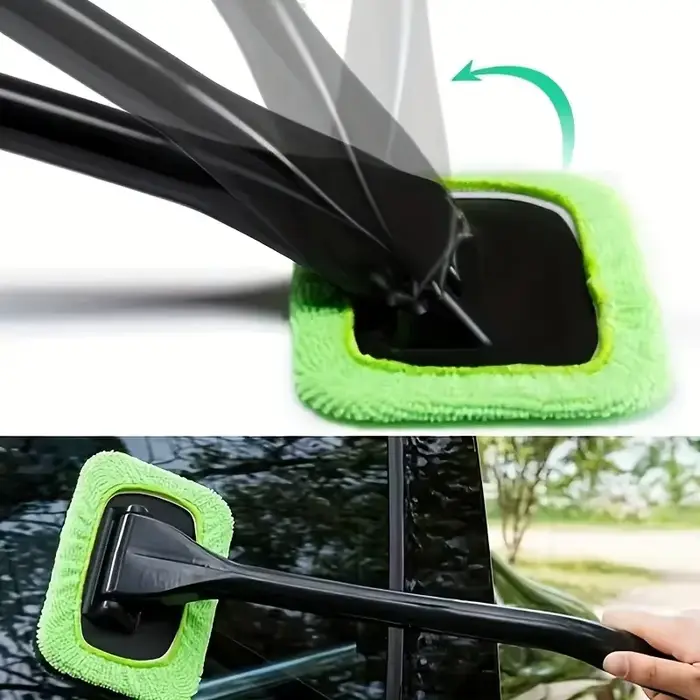 1-PC Car Window Cleaner Brush Kit with Long Handle for Windshield & Interior Cleaning