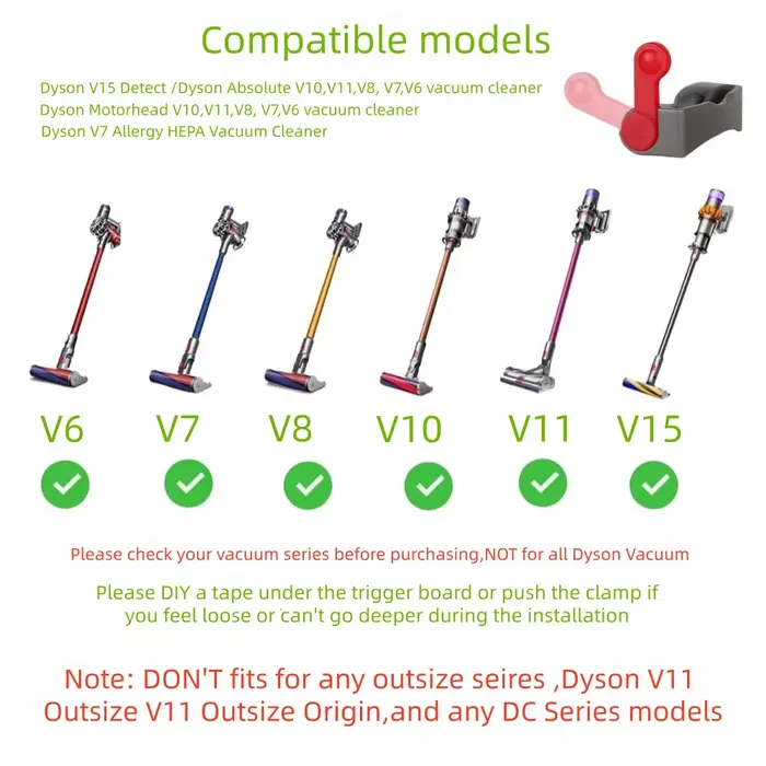 Verrou de déclenchement pour aspirateur à main Dyson V6 V7 V8 V10 V11 V15 – Libérez vos mains – Pièce détachée – Clip de verrouillage du déclencheur