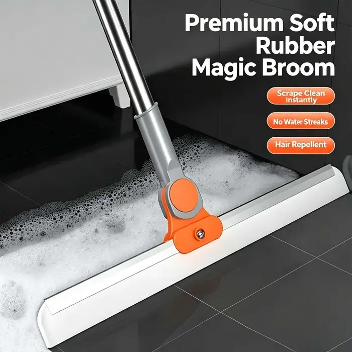 Balai serpillère télescopique multifonctionnel magique avec lame en silicone de 35-48 cm de large pour salle de bain, fenêtres, vitres, douche et dépoussiéreur de cuisine