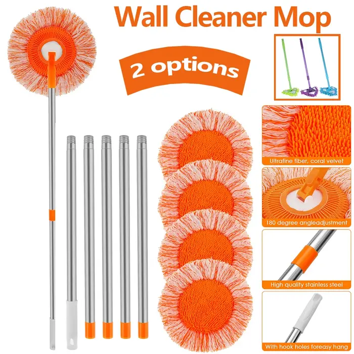 Ensemble de vadrouilles rondes rotatives en microfibre