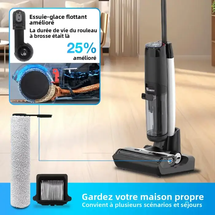 Rouleau de brosse de remplacement et filtre d'aspirateur pour aspirateur sec et humide sans fil Flashdry Smart Tineco
