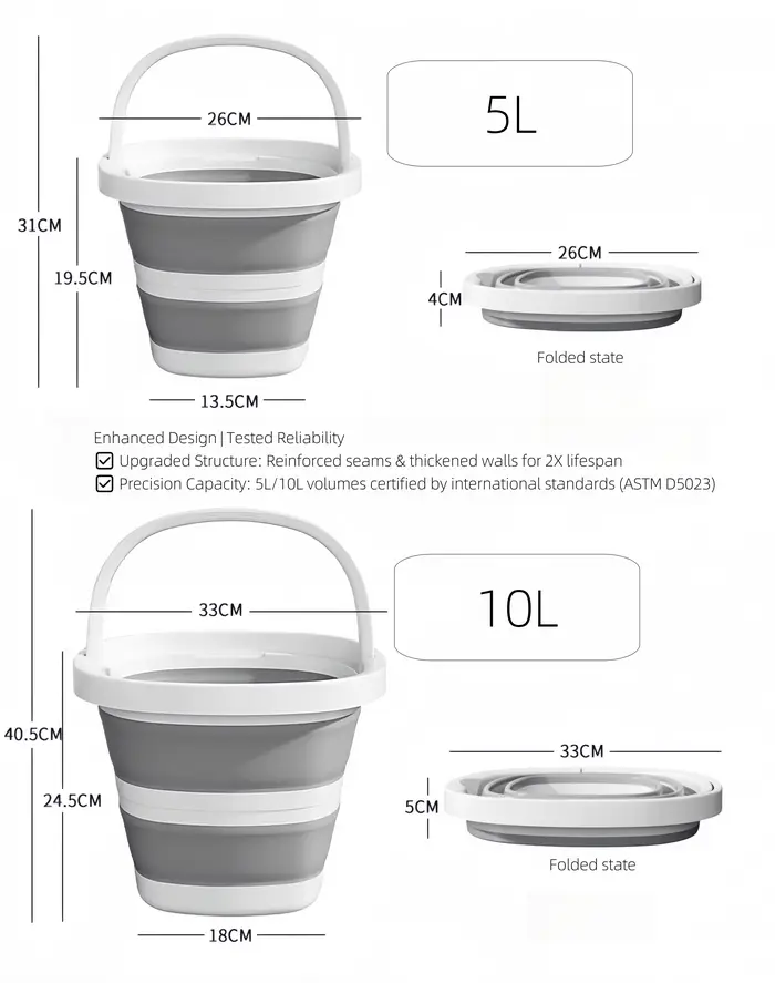 Seau à eau pliable – Essentiel pour la pêche