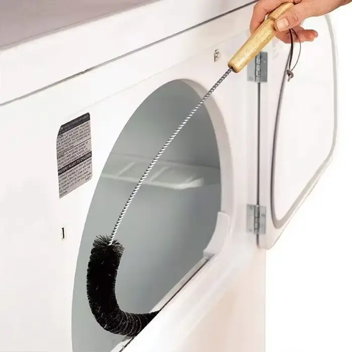 Brosse d'évent de sèche-linge Flexible avec manche en bois pour enlever les peluches