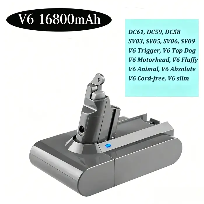 Batterie Li-ion rechargeable pour aspirateur Dyson V6 V7 V8 V10 21.6V 25.2V Haute capacité Compatible avec les outils Dyson