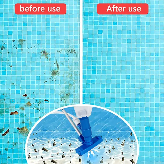 Kit de nettoyage de bassin portable professionnel avec brosse, poignée, tête d'aspiration désinfectante et filet filtrant pour piscine