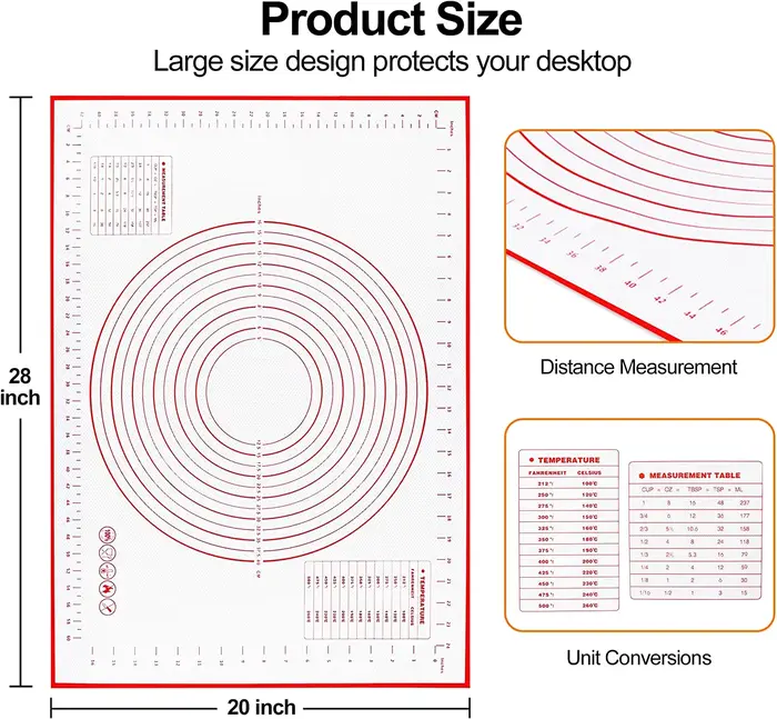 UNTIOR 1 pièces tapis de cuisson en Silicone tapis de pétrissage tapis de pâte Pizza gâteau pâte fab