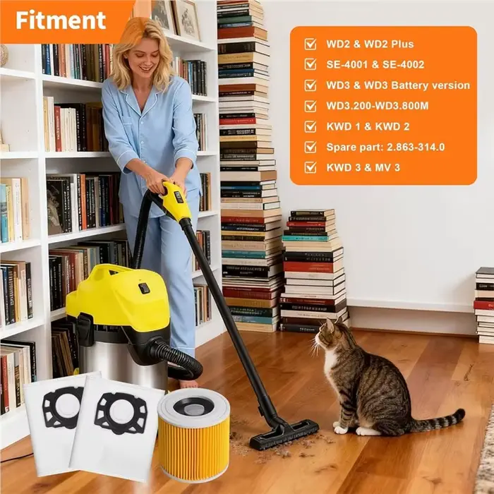 Sacs d'aspirateur pour Karcher WD2 Plus /WD pour filtre Karcher