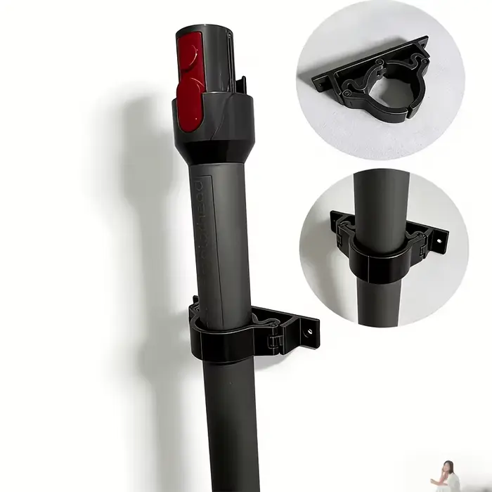 Support mural pour aspirateur avec deux trous de vis de 5,5 mm, support d'aspirateur peu encombrant avec crochets pratiques, cadeau idéal pour la maison