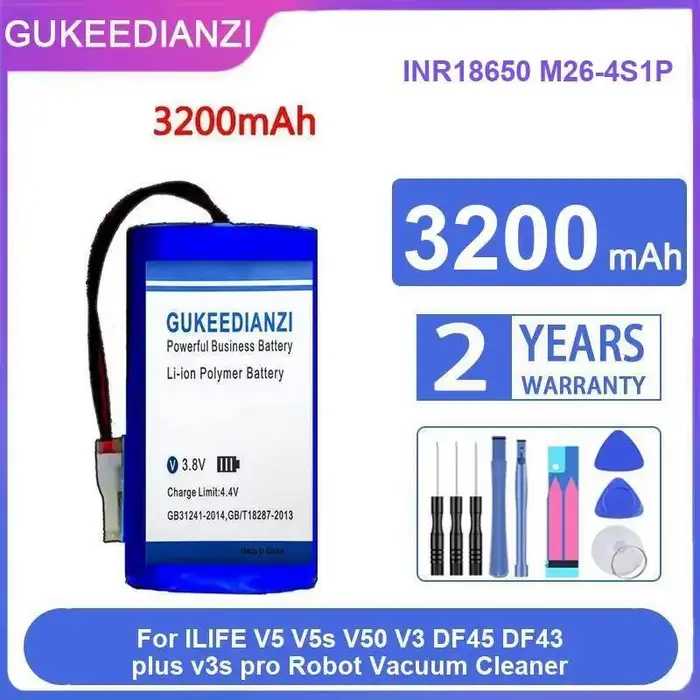 Batterie de robot de nettoyage sécurisé 3200 mAh pour aspirateur robot Ilife V5 V5s V50 V3 DF45 DF43