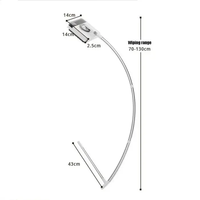 Outil de nettoyage de vitres en acier inoxydable et PP, nettoyeur de vitres gris extensible de grande hauteur, tige d'arc de nettoyage Flexible