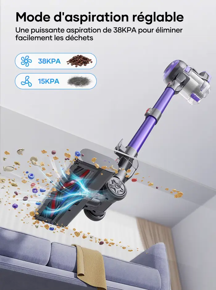 Laresar V10 Lite - Aspirateur sans fil 38000Pa à puissance d'aspiration élevée