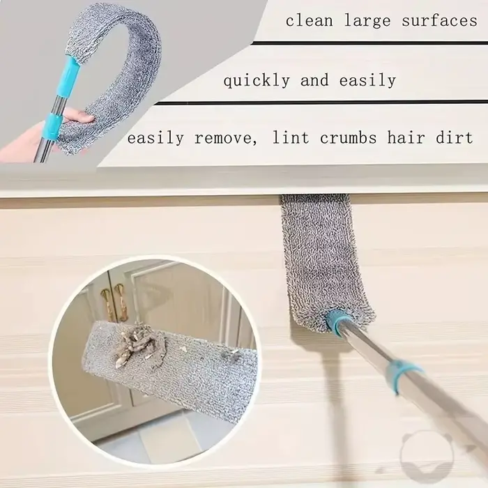Vadrouille télescopique extensible à long manche avec tête pliable-brosse de nettoyage Flexible pour dépoussiérage