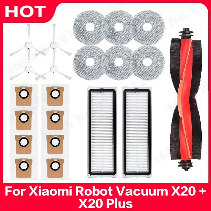 21 pièces de rechange pour aspirateur robot Xiaomi X20/X20 Plus : sac à poussière
