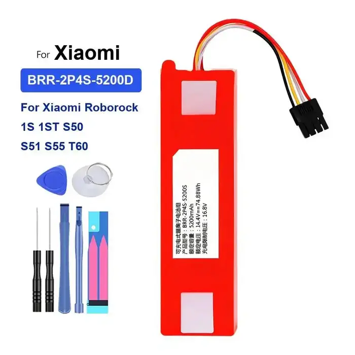 Batterie pour aspirateur robot Brr-2P4S-5200D pour Xiaomi Roborock 1S 1ST S50 S51 S55 T60 5200mAh haute efficacité
