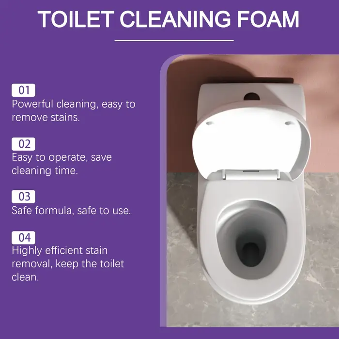 Poudre nettoyante décontaminante pour toilettes, élimine efficacement la saleté tenace, mousse nettoyante pour cuvettes de toilettes, élimine les odeurs sans résidus