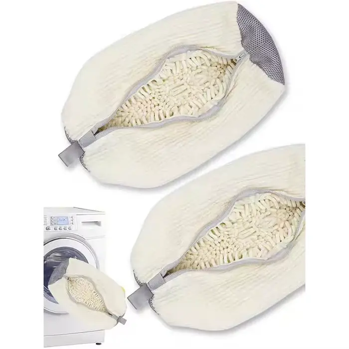 Fibre moelleuse 360 ° Sac de lavage de chaussures de nettoyage Surround – Sac à linge réutilisable et durable lavable