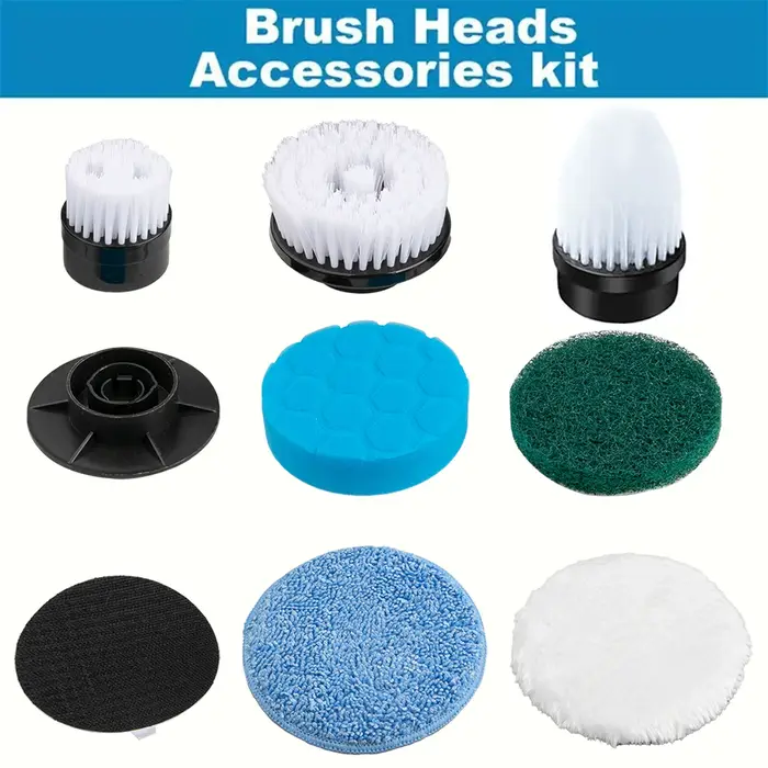 Kit d'accessoires avec 9 têtes de brosse remplaçables