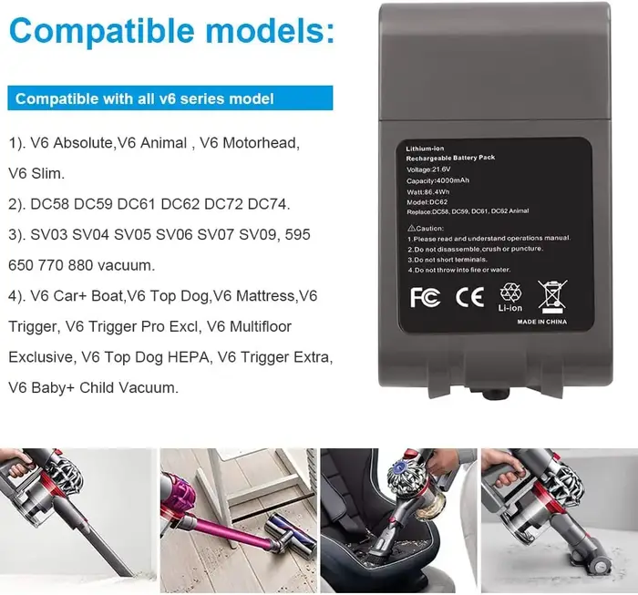 Batterie d'aspirateur aste pour Dyson