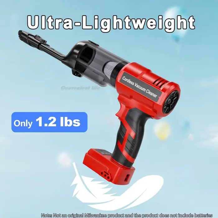 Aspirateur sans fil pour Milwaukee M18 Batterie 18V Aspirateur à main électrique 240W avec aspiration puissante 105AW pour tapis de sol Tables de voiture 5 filtres HEPA remplaçables Trois niveaux régl