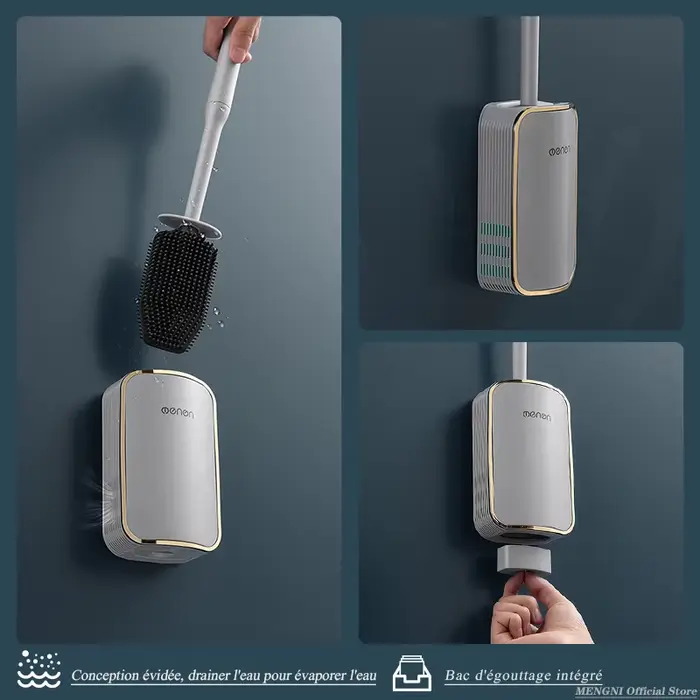 Brosse de toilette de luxe salle de bain montage mural outil de nettoyage à vidange rapide