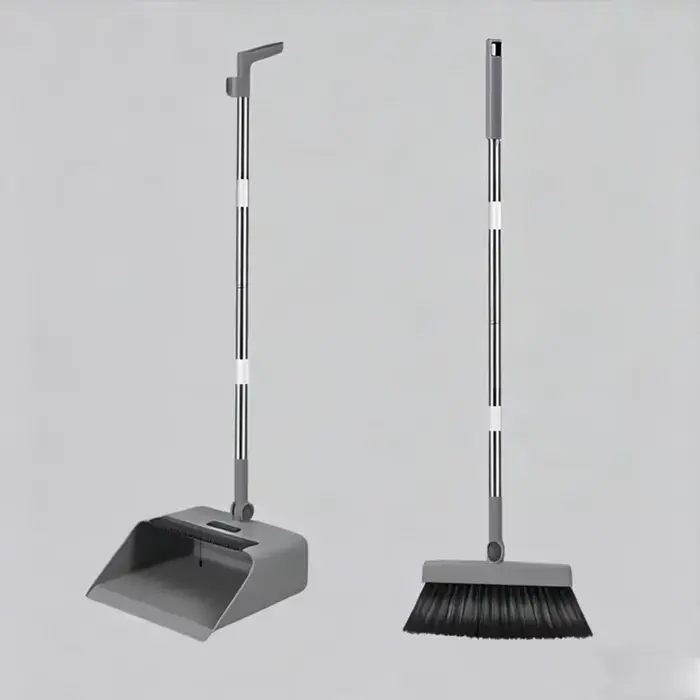 Ensemble balai et pelle 3-en-1, brosse à plancher, balai et pelle à long manche, adaptés à une utili