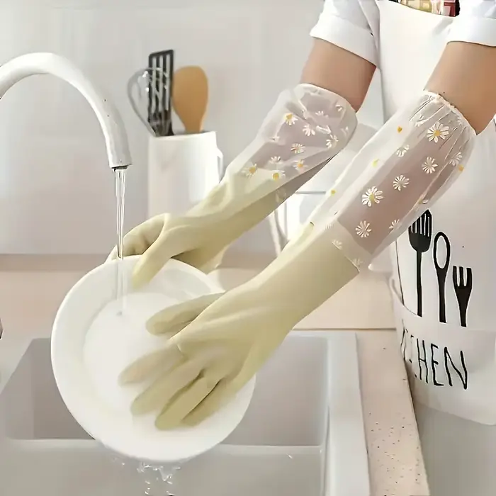 Gants de nettoyage durables et imperméables en PVC, 1 paire, antidérapants, pour la vaisselle, pour 