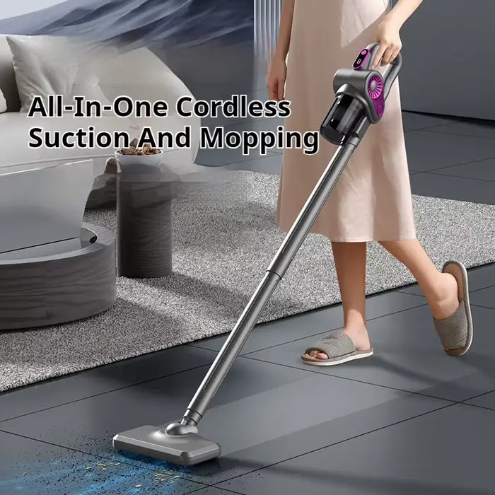 Aspirateur sans fil 4 en 1, aspirateur à bâton, moteur 40000 tr/min, têtes interchangeables, nettoyeur de tapis et de poils d'animaux pour la maison